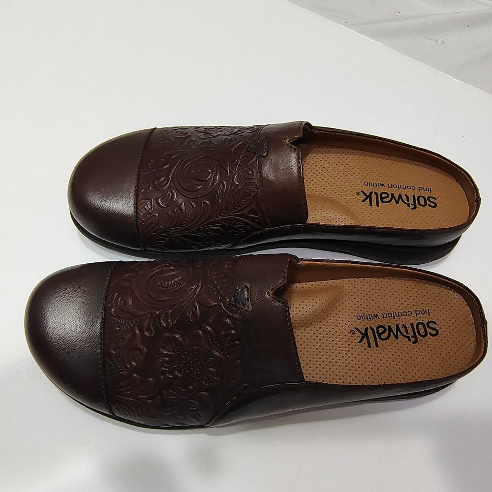 SoftWalk Women's San Marcos Tooling Shoes Brown Leather Upper 10 1/2 N